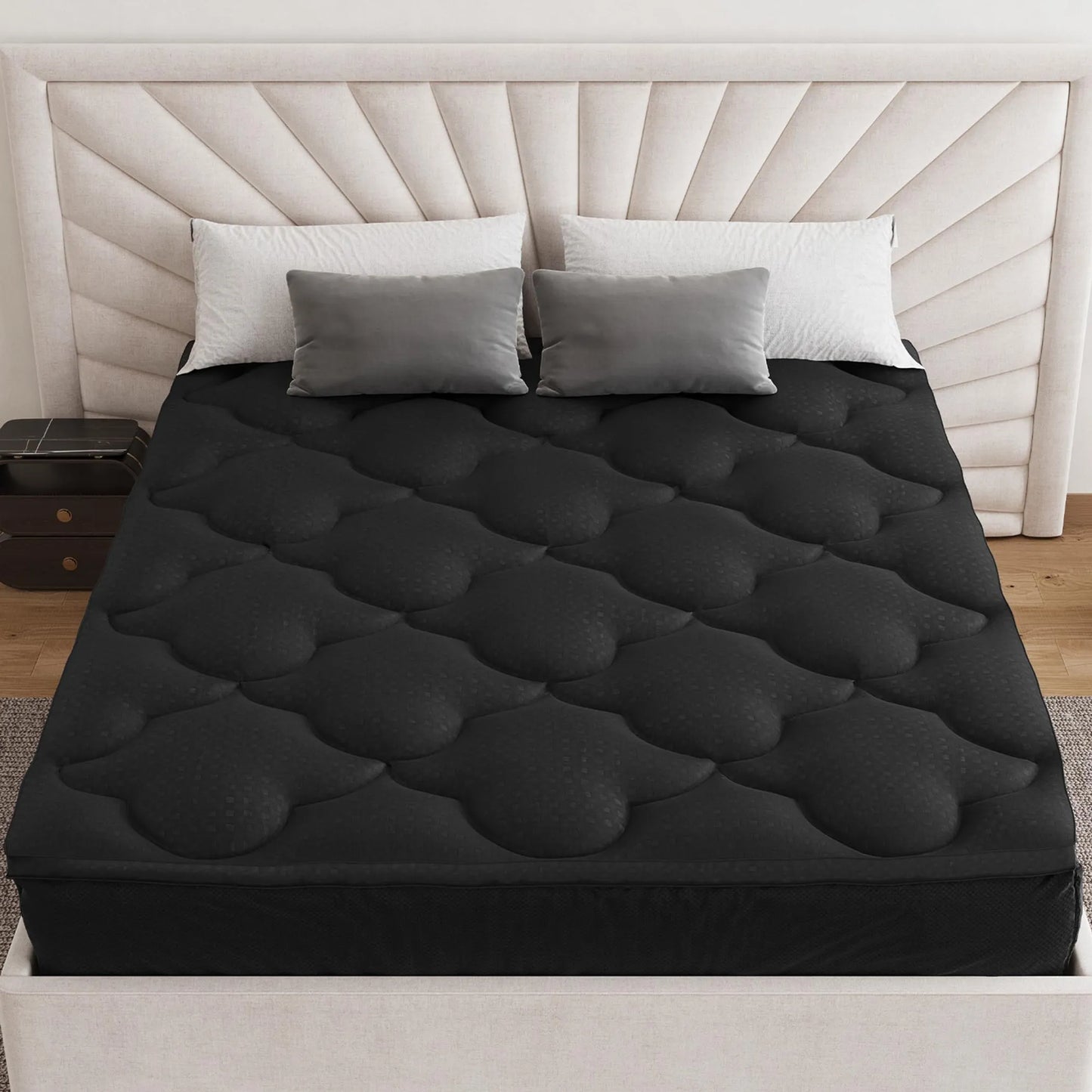 2" Black Cotton Twin Mattress Topper