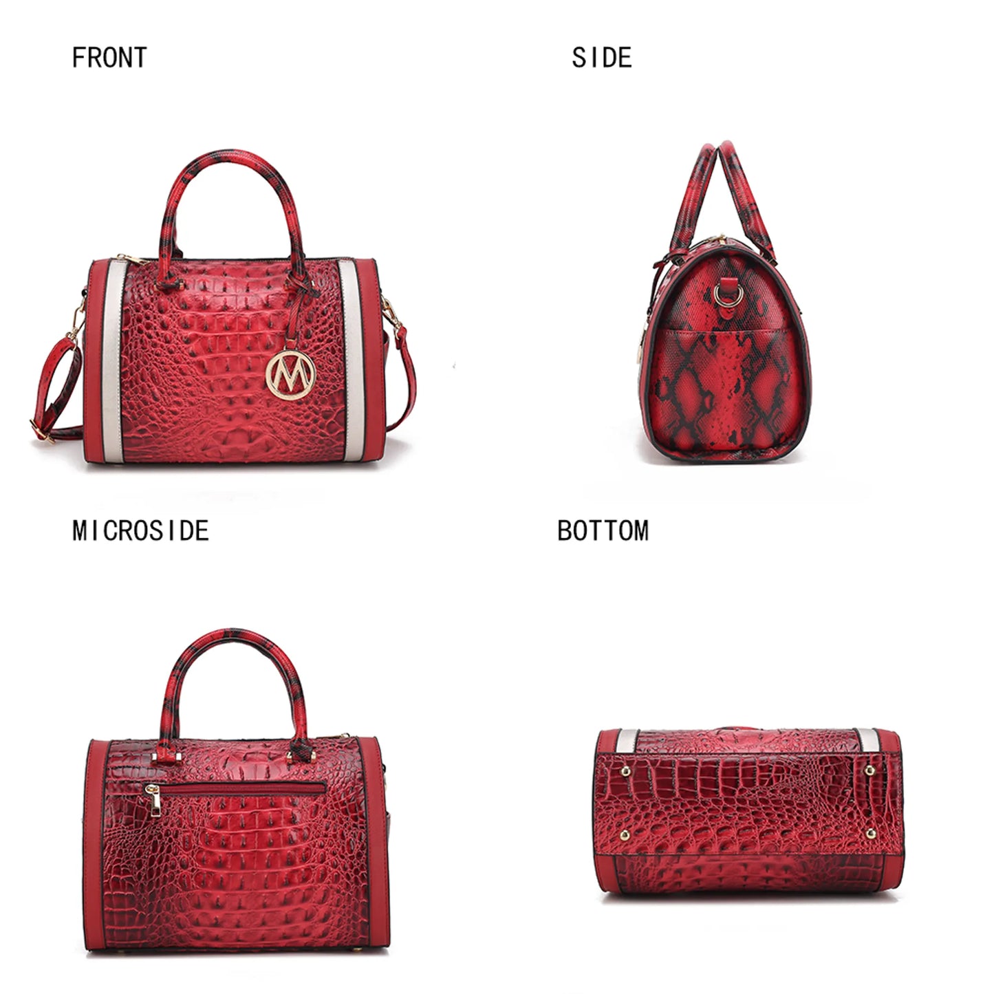 Eleanor Faux Crocodile-Embossed Vegan Leather Women's Satchel