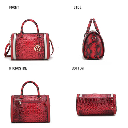 Eleanor Faux Crocodile-Embossed Vegan Leather Women's Satchel