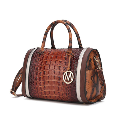 Eleanor Faux Crocodile-Embossed Vegan Leather Women's Satchel