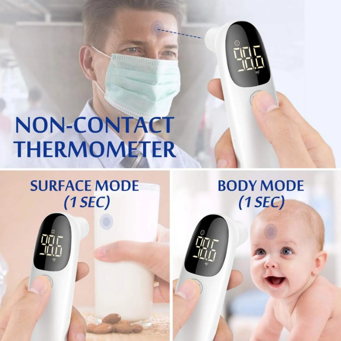 Thermometer - Forehead Thermometer - Thermometer for Adults - Digital Thermometer - Temperature Gun - termometro Digital for Kids/Baby - Senior and All Ages - 2 AAA Batteries Included