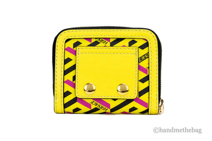 Versace La Greca Yellow Zip Coin Pouch Wallet