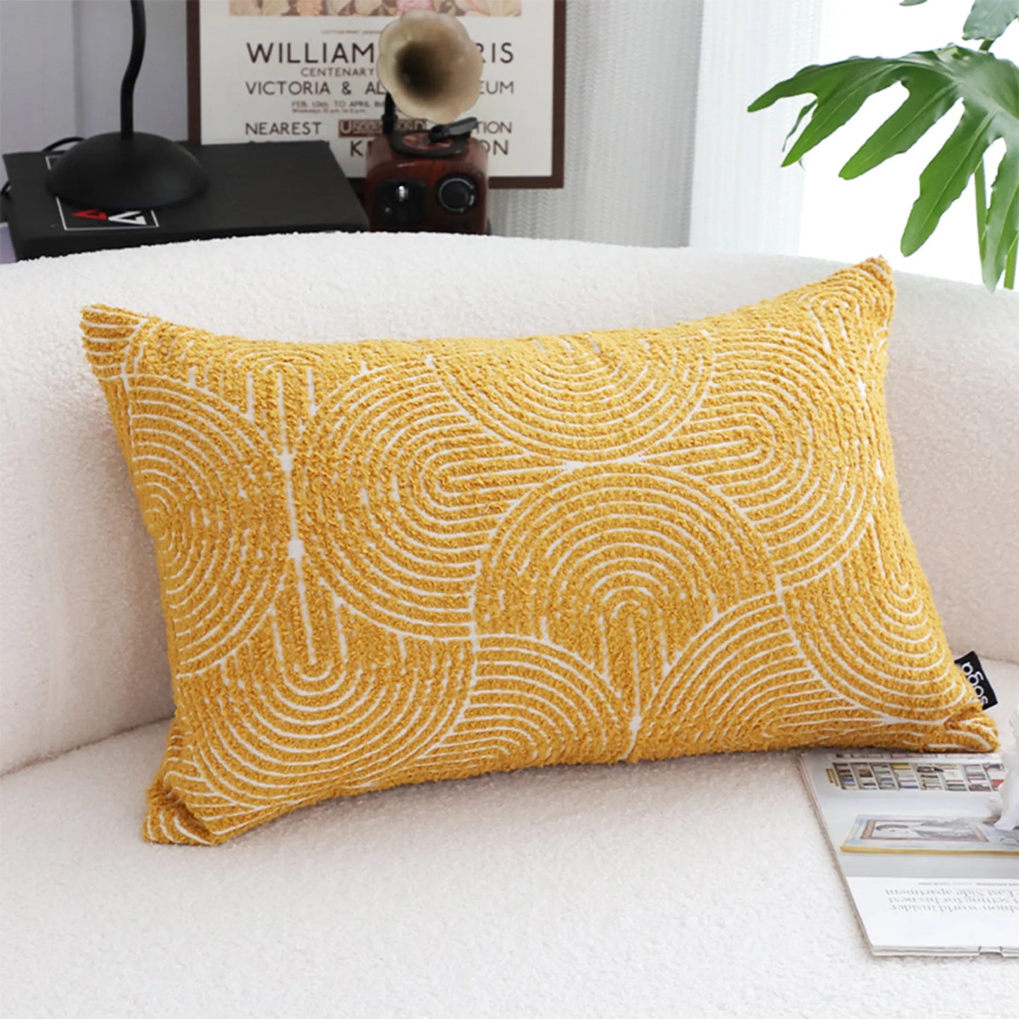 Mustard Geometric Lumbar Pillowcase for Home Decor