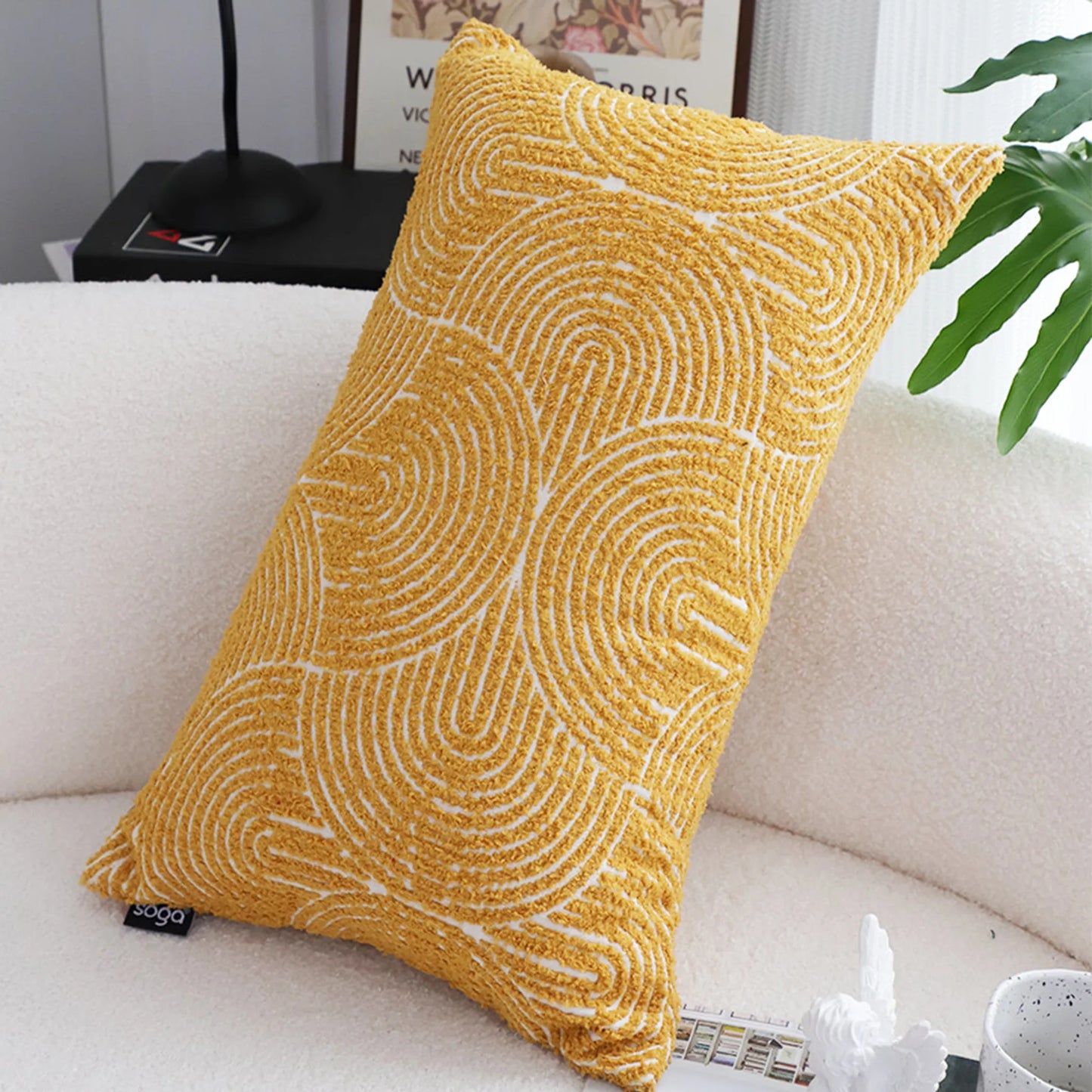 Mustard Geometric Lumbar Pillowcase for Home Decor