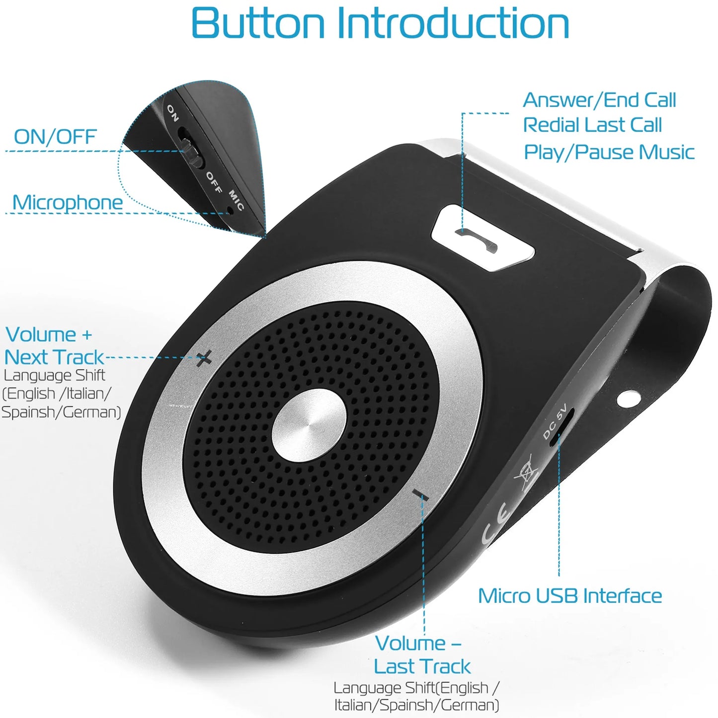 Car Wireless Speakerphone Wireless V4.1 In-Car Speaker