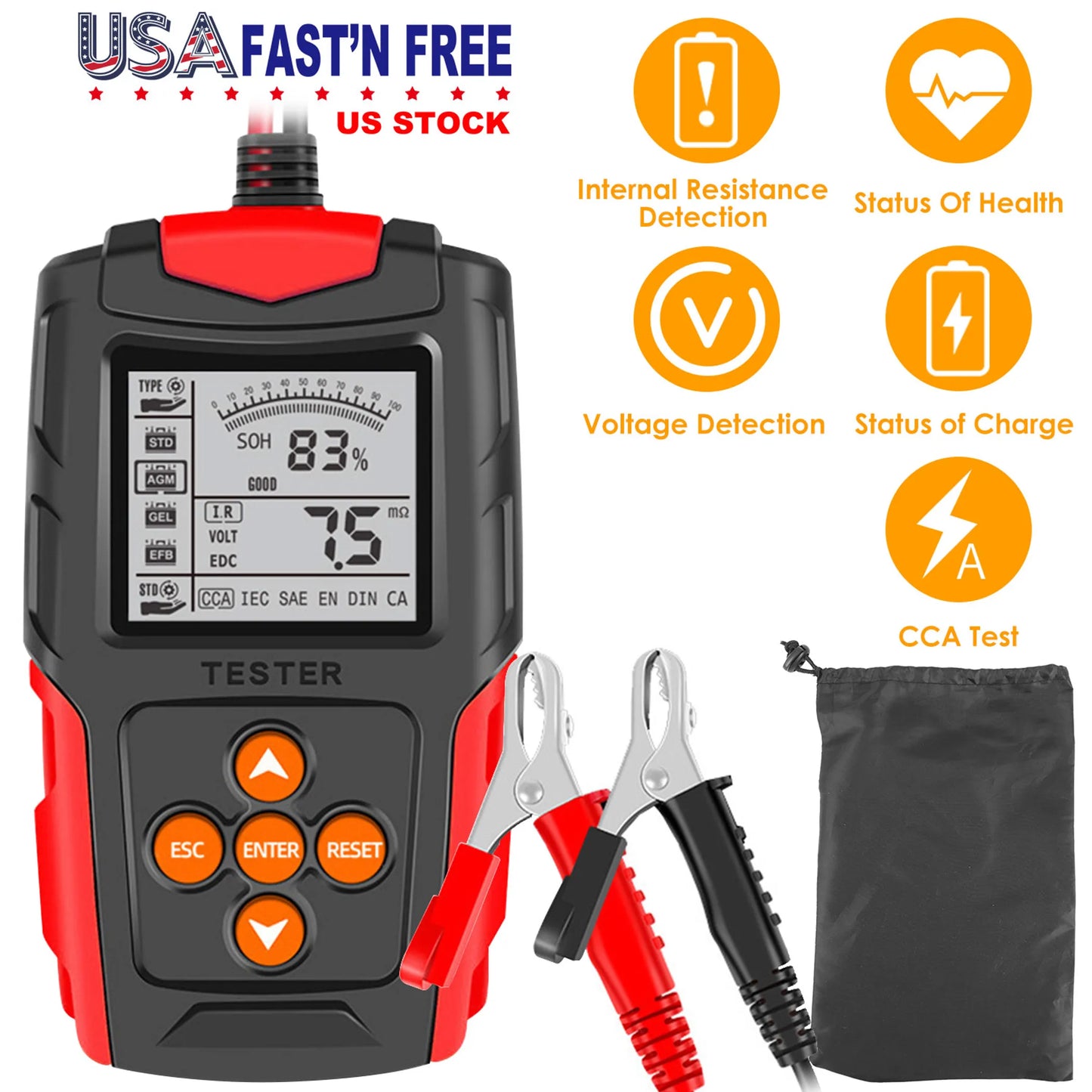 12V 24V Car Battery Tester Automotive Cranking Charging