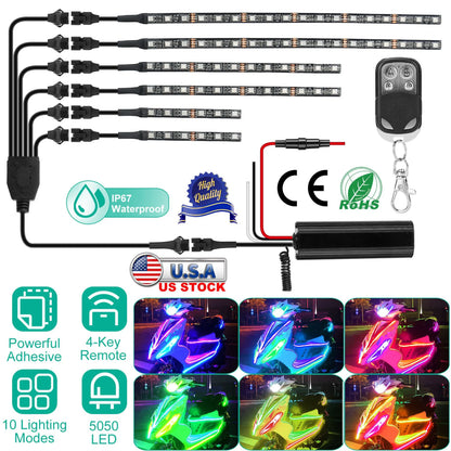 6Pcs Motorcycle LED Light