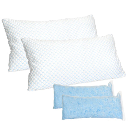 2 Pack Shredded Memory Foam Pillows Adjustable Cool Pillows