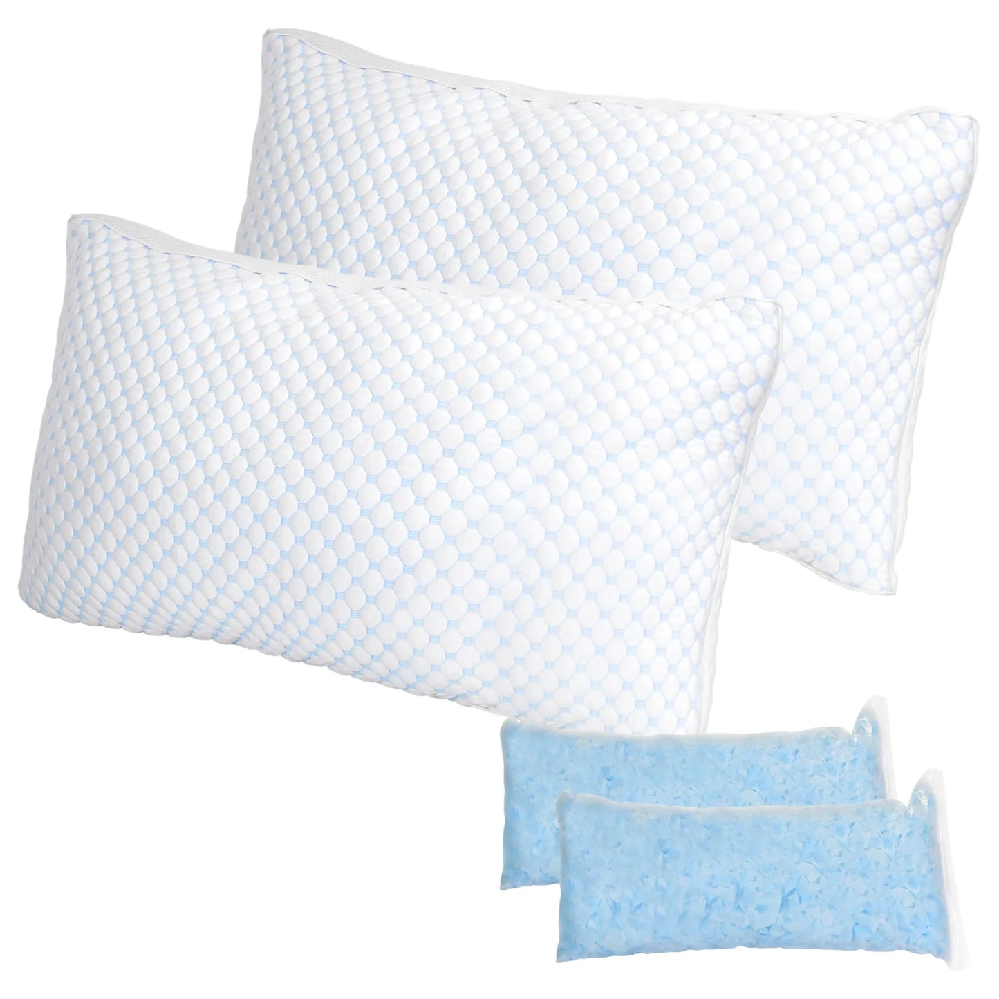 2 Pack Shredded Memory Foam Pillows Adjustable Cool Pillows