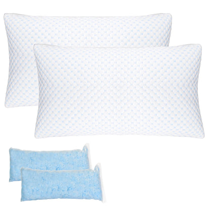 2 Pack Shredded Memory Foam Pillows Adjustable Cool Pillows