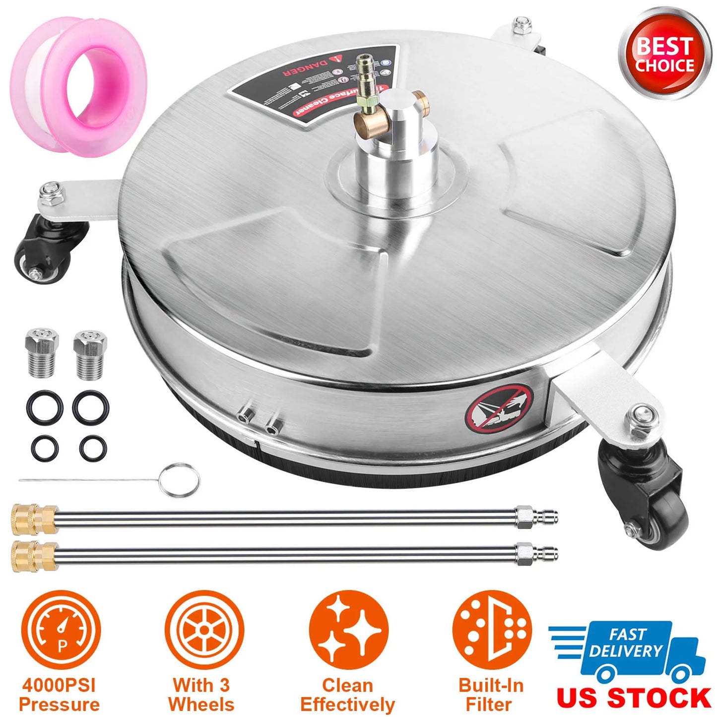 15in High Pressure Washer Flat Surface Cleaner