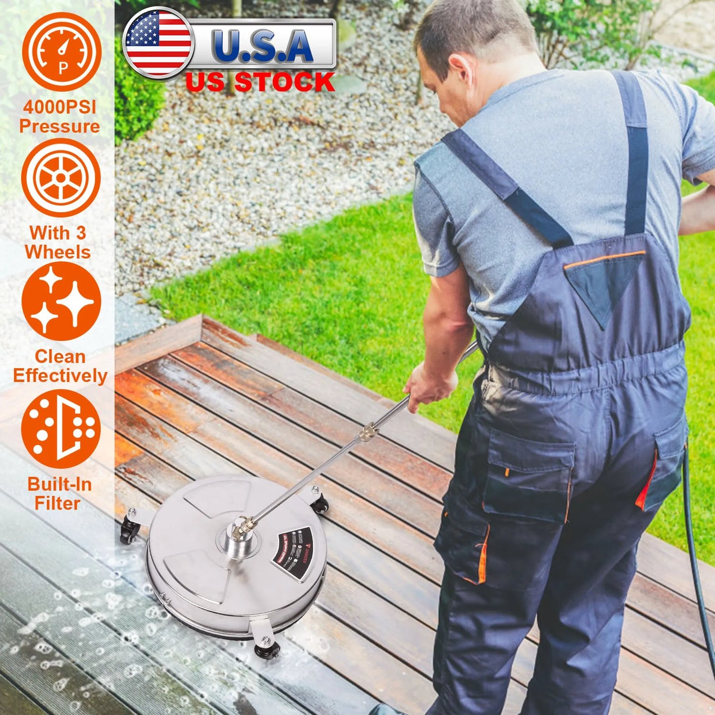 15in High Pressure Washer Flat Surface Cleaner