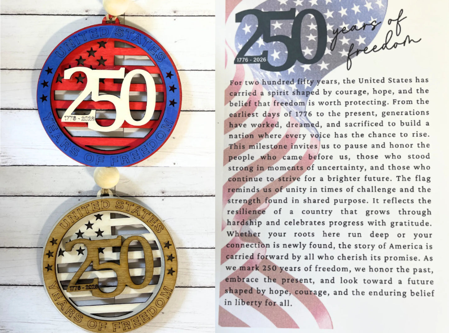 250 Years of Freedom Commemorative Charm/Ornament