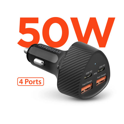 HyperGear SpeedBoost 50W QUAD Car Charger with PD/PPS