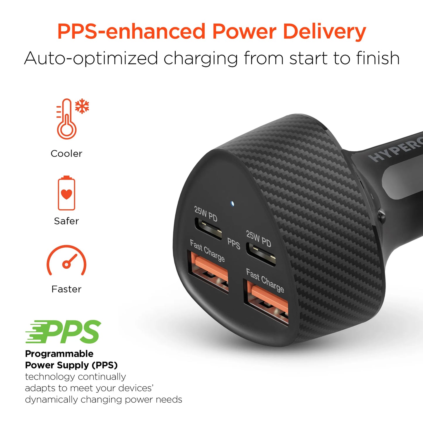 HyperGear SpeedBoost 50W QUAD Car Charger with PD/PPS